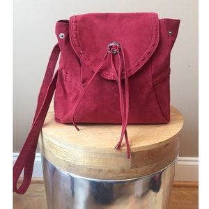 Burnt Red Suede Shoulder Purse / Backpack