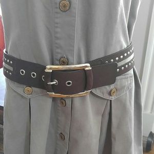 Vintage Michael Kors Wide brown leather studs grommet belt S
