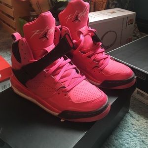 Girls Jordan's Flights size 6 pink and black