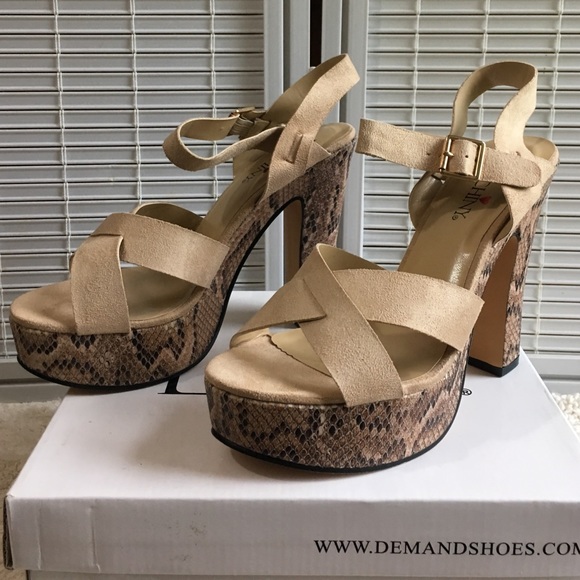 Luichiny beige/snake print platform sandals - Picture 3 of 4