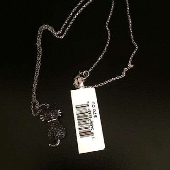 Black cat rhinestone necklace