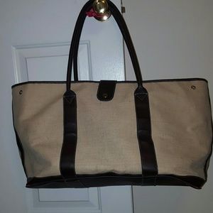 !Large Canvas Tote with leather straps