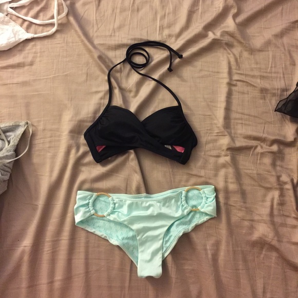 PINK VS Cross Tie Halter Bikini TOP ONLY