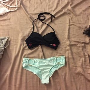 PINK VS Cross Tie Halter Bikini TOP ONLY