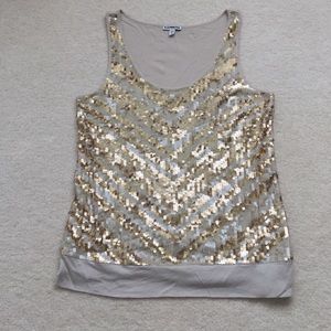 Express Gold Sequin Sleeveless Top