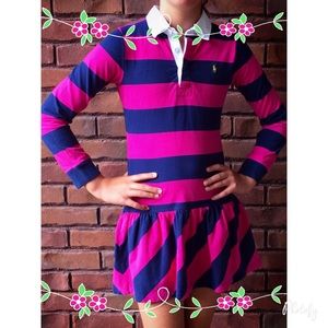 Polo Ralph Lauren Pink Navy Rugby dress sz M 8/10