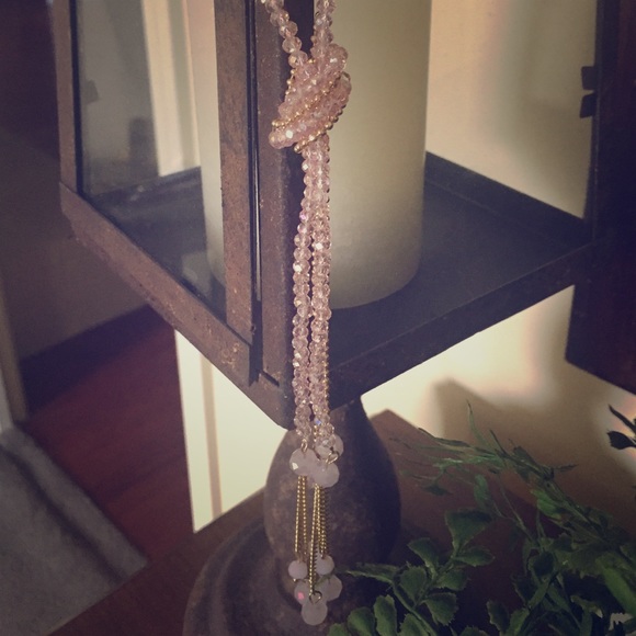 Pink and gold beaded necklace
