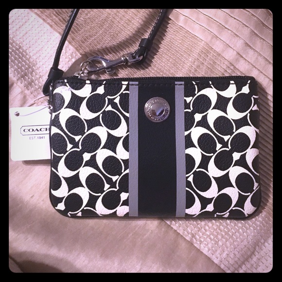 Black and white Coach wristlet. NWT