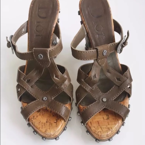 Sold Christian DIOR GAUCHO SLIDES Leather Sandals - Picture 2 of 4