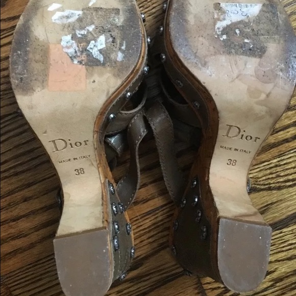 Sold Christian DIOR GAUCHO SLIDES Leather Sandals - Picture 4 of 4