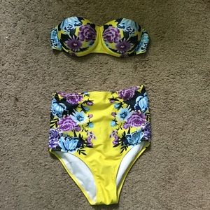 Yellow high waisted bikini
