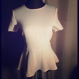 Pal pink peplum textured top