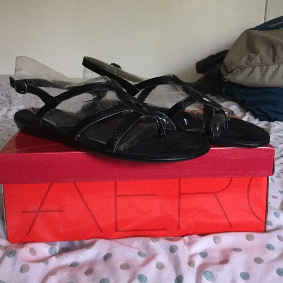 Aerosoles Chuleless Black Snake Sandals - Picture 1 of 4