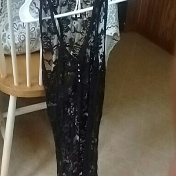 Black lace see through top