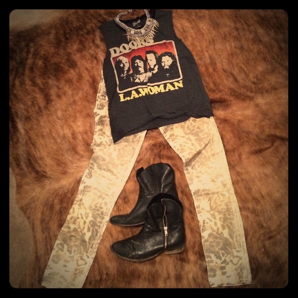 Leopard cropped denim jeans