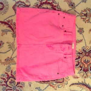 J. Crew neon pink denim mini skirt