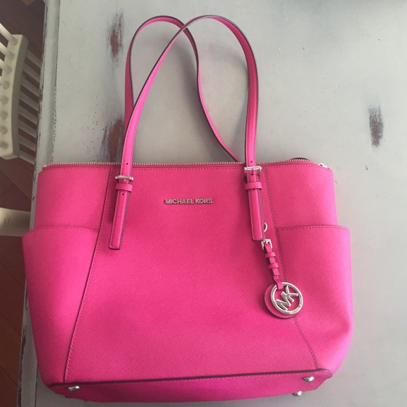 Michael Kors Saffiano Hot Pink Leather Tote