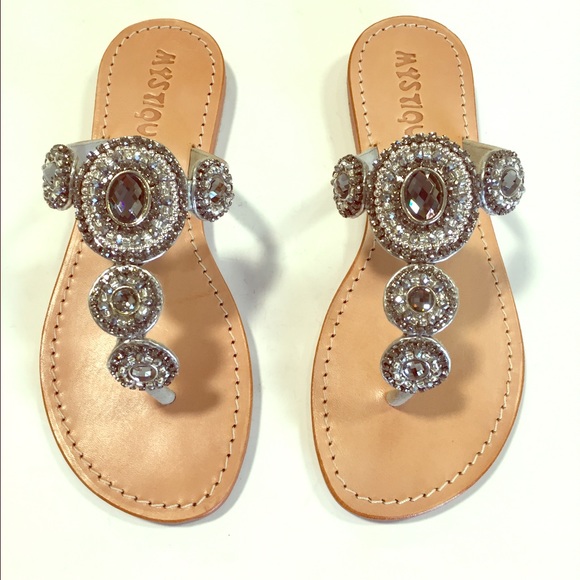 Black jeweled Mystique sandals brand new!