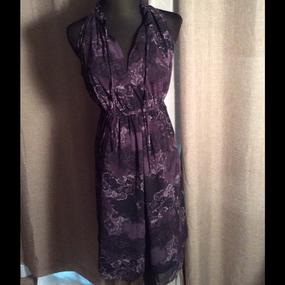 Purple black and grey floral dress