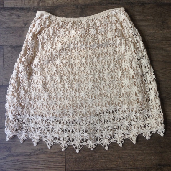 Crochet/Floral Cream Skirt