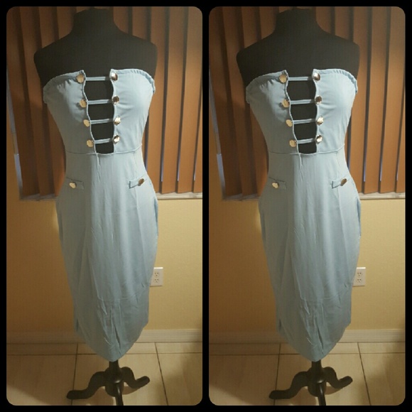 Final price. STRAPLESS CHEST MIDI DRESS - Picture 2 of 4