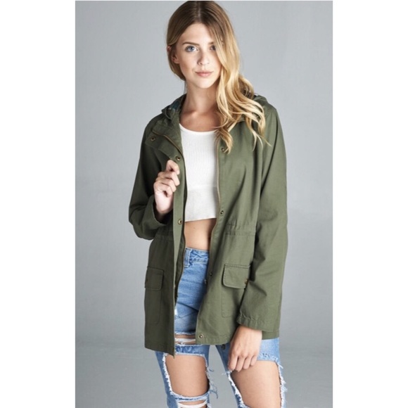 ❗️CLEARANCE❗️Olive Plaid Hood Utility Jacket S M L - Picture 3 of 3