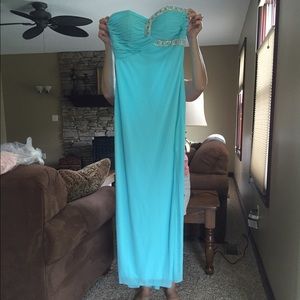Turquoise prom dress from David's Bridal