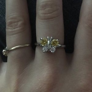 Yellow and silver Butterfly ring