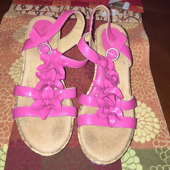 Pink Floral Wedges
