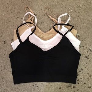 Set of Bralettes- Black, White and Nude