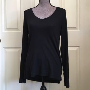 Black waffle knit top.