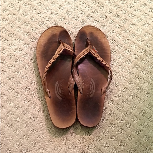 Brown Braided Rainbow Sandals