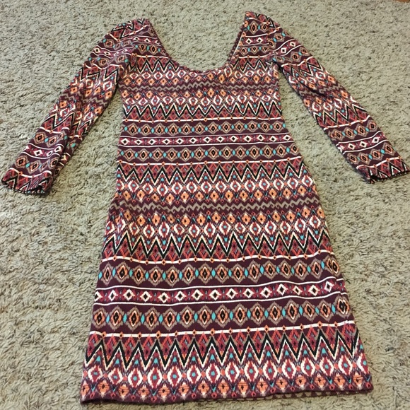 Geo print body con dress