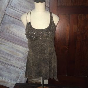 Cotty On Rustic Brown/Black Tank with Bling