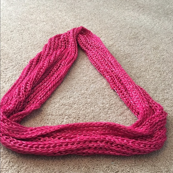 Pink knit infinity scarf