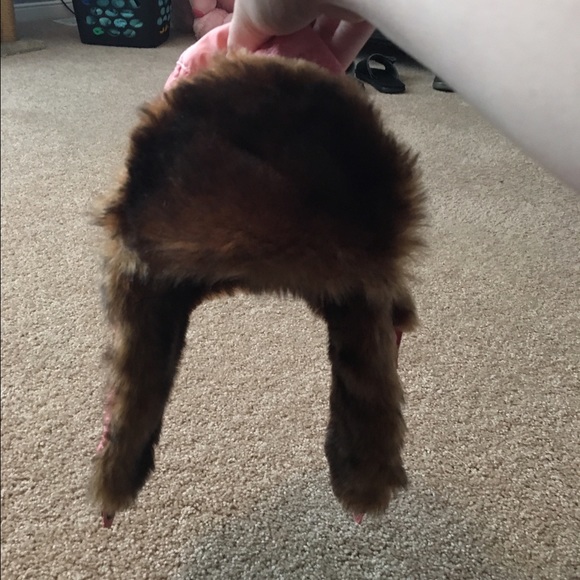 Faux fur pink hat with ear flaps