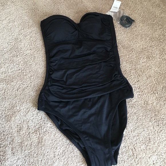 LOFT twisted bandeau one piece swim suit size 4