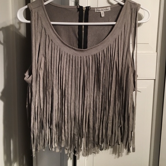 Fringe suede tank top