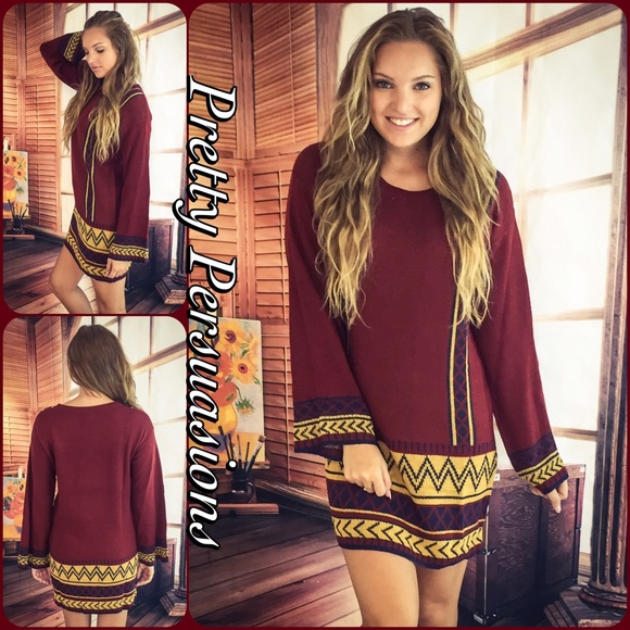 LAST 1 SALE❗️Knitted Chevron Striped Sweater Dress - Picture 3 of 4