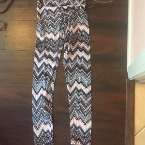 Pink black and grey patterned leggings