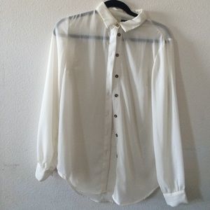 See through button up blouse