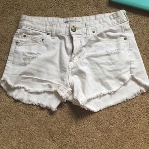 Free people white destroyed denim jean shorts
