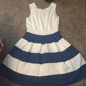 Blue and White Forever 21 Skater Dress