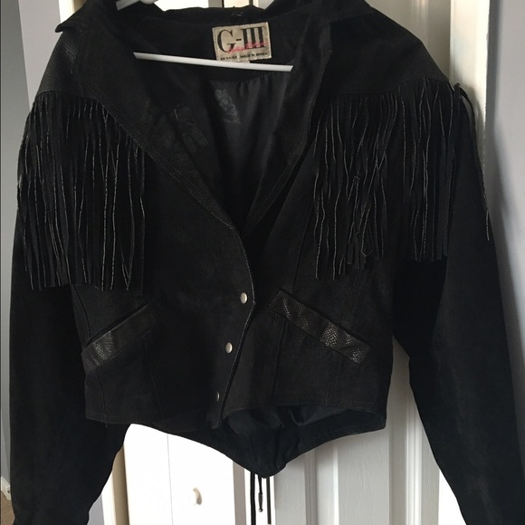 Pure leather frayed jacket
