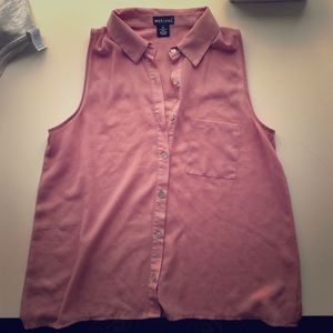 Wet Seal pink Sleeveless sheer button down
