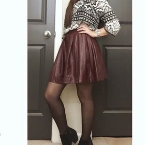 Burgundy vegan leather skirt
