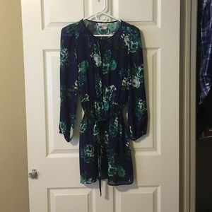 Navy blue sheer long sleeved dress