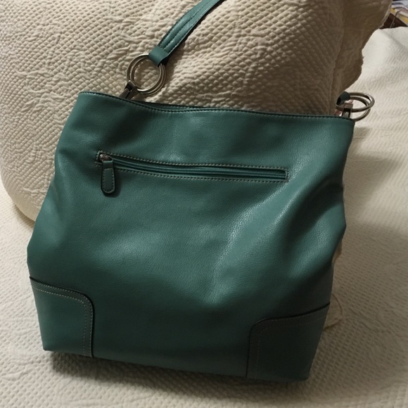Leather Shoulder Bag with silver trim