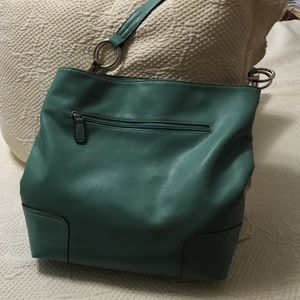 Leather Shoulder Bag with silver trim