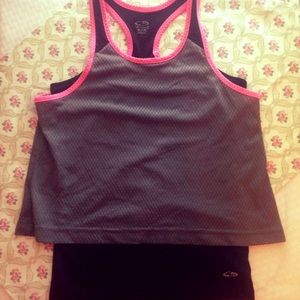 A sports tank that w/ 2 layers connected together.